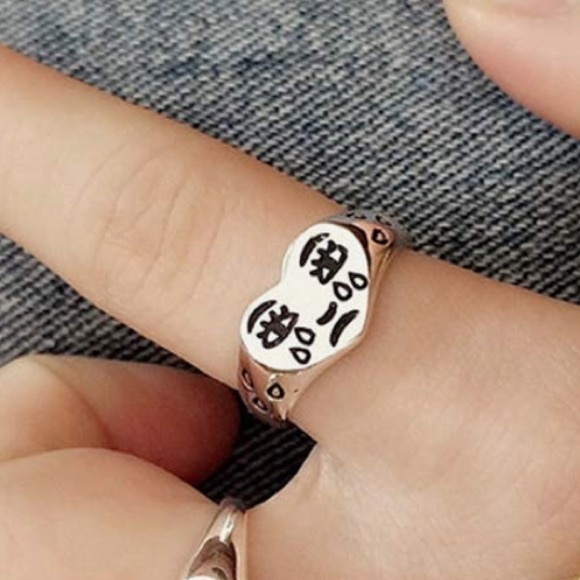 - Unique 925 Silver face Tears of love sad Ring he…